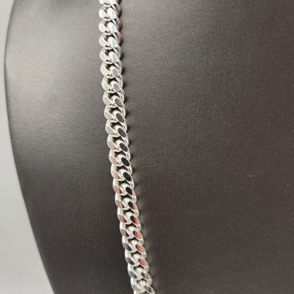 Elegant 925 sterling silver Miami Cuban Chain Necklace 22" C - Picture 2 of 7